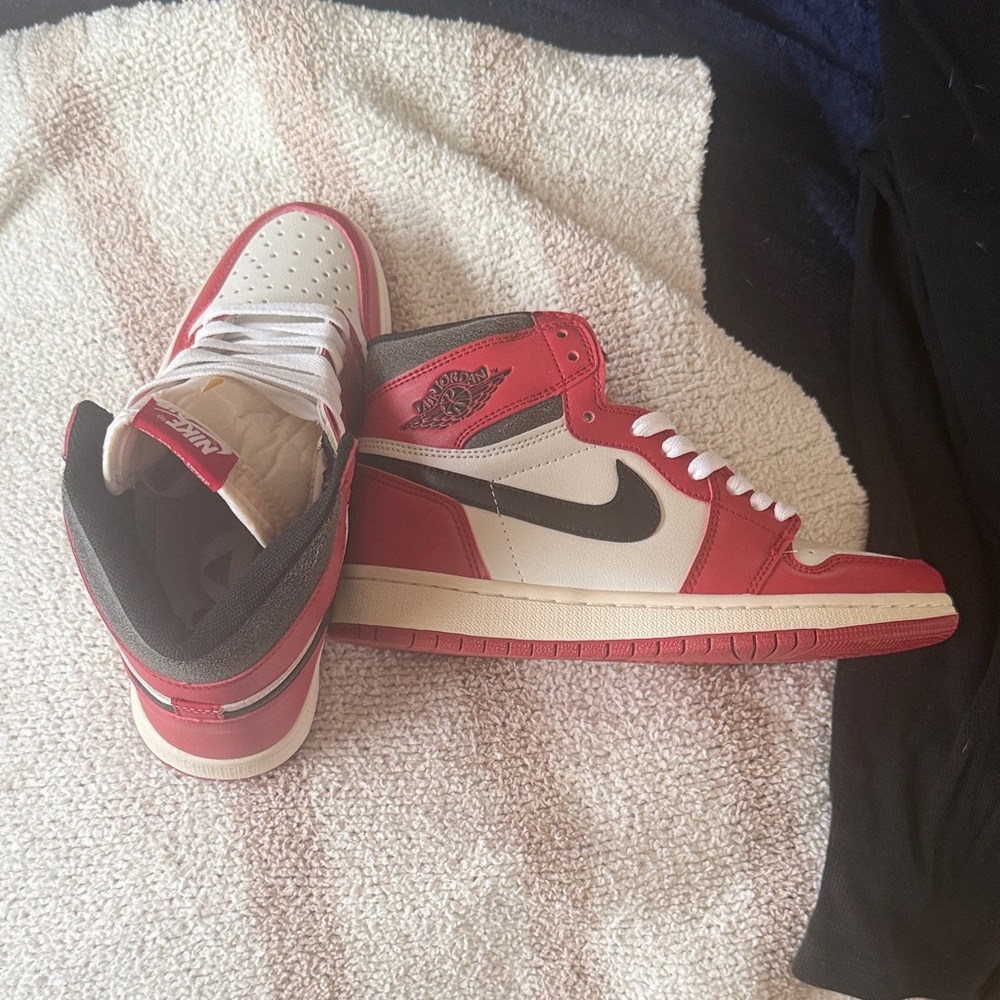 Nike Red and White Sneakers with Black Accents